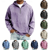 tanie podstawowe bluzy męskie-Męskie Bluza z Kapturem Zjechać na pobocze Bluza z kapturem na zamek błyskawiczny Morelowy Czarny Rumiany róż Zieleń wojskowa Granatowy Kaptur Równina Niejednolita całość Sport i turystyka Codzienny