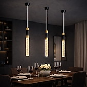 preiswerte Zylinderdesign-LED-Pendelleuchte, dimmbar, 34 cm, Kristall, moderne Kücheninsel-Leuchte, verstellbare Pendelleuchte für Kücheninsel, schwarz-goldener LED-Kronleuchter für Esszimmer, Schlafzimmer, Mini-Pendelstrahler