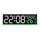 tanie Dekoracyjne światła-nowoczesny cyfrowy budzik LED z dwoma alarmami &amp;miękkie dolne światło, wyświetla czas, datę, dzień tygodnia, temperaturę, 3-stopniowa automatyczna/ręczna jasność, zegar biurkowy zasilany bateryjnie