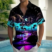 economico Piante tropicali-Per uomo Albero di Cocco Paesaggio Camicia hawaiana estiva Camicia con Bottoni Camicia Aloha Manica Corta Hawaiano Casuale Vacanza Estate Primavera Collo ripiegato Stampa 3D camicie con colletto Una