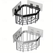 billige Reisevesker og håndbagasje-Plassbesparende kjøkkenvaskorganisator, kraftig trekantet avløpsstativ med svampholder, oppvaskstativ og skjærebrettspor, veggfeste, rustfritt stål, slitesterk konstruksjon, enkel å rengjøre, moderne