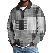 economico Polo geometrica da uomo-Per uomo Blocco di colori Geometrico Magliette Polo a Nido d'Ape Testurizzato Manica Lunga Magliette polo Bavero Abbigliamento Sportivo Casual Scuola Athleisure Abbigliamento quotidiano Stampa 3D