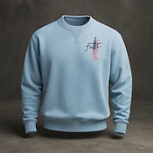 お買い得  メンズ 3D スウェットシャツ-アメリカ建国250周年 男性用 スウェットシャツ クルーネック ブルー ライトブルー ブラック ホワイト イエロー 冬 春 &amp; 秋 デザイナー S M L XL 2XL 3XL