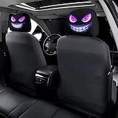 cheap Slipcovers-2pcs Cartoon Big-Eyed Face Printed Car Headrest Covers, Interior Decoration, Universal Fit, Washable, Easy to Install, Suitable for Long Trips Or Road Trips, Perfect Quirky Car Decoration