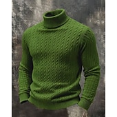 abordables Pull col rond-Homme Pull Pull Tricoté Côtelé Tricoter Hauts Réguliers Tricoté Couleur Unie Col roulé Mode Streetwear Occasionnel Tenue quotidienne Vêtement Tenue Automne Hiver Noir Blanche S M L