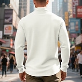 economico Polo classica da uomo-Per uomo Magliette Polo a Nido d'Ape Polo Vacanza Streetwear Zip a un quarto Manica Lunga Moda Essenziale Tinta unica Jacquard Primavera Autunno Vestibilità regolare Nero Bianco Vino Verde militare