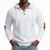 cheap Basic Hoodies-Men's Jacquard Hoodie Pullover Button Up Hoodie White Brown Khaki Light Grey Hooded Plain Patchwork Color Block Textured Casual Daily Sports &amp; Outdoor Streetwear Cool Sportswear Spring &amp;  Fall