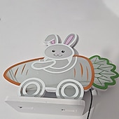 abordables Luces decorativas-Conejito 3D con luz LED de Pascua, luz nocturna de conejito de Pascua, carrito de zanahoria creativo, luz infinita de huevo, acrílico