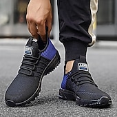 abordables Baskets Décontractées-Chaussures de course noires en mesh pour hommes – baskets athlétiques légères avec tige respirante, idéales pour la course, la salle de sport et les activités sportives.