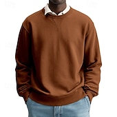voordelige Basis Sweatshirts-Voor heren Sweatshirt Stoppen Wit Strakke ronde hals Opstaande boord Effen Casual Dagelijks Sport &amp; Outdoor Streetwear Sportkleding Basic Herfst Winter Kleding Hoodies Sweatshirts Lange mouw