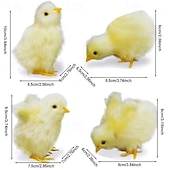 Недорогие Пасха-6 декоративных коллекционных фигурок пасхальных цыплят, незаменимые элементы весеннего пасхального декора для дома и сада, идеально подходят для пасхальных подарочных корзин, весеннего декора,