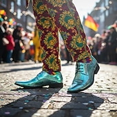 preiswerte Männer Schuhe-Männer Mardi Gras farbenfrohe schillernde Schlangenprint Anzugschuhe metallic grün und lila Schnürdesign stylisch und mutig ideal für Karneval und festliche Feiern