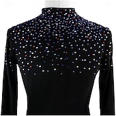 お買い得  フィギュアスケート用ジャケットとベスト-フィギュアスケート フリース ジャケット レディース ガールズ アイススケート ジャケット トップ パープル ストレッチ トレーニング 競技 スケートウェア 保温 暖かい クリスタル/ラインストーン 長袖 アイススケート フィギュアスケート