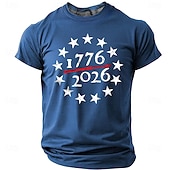  4 luglio 2026 250° Memorial Day Maglietta a manica corta girocollo con stampa 3D della bandiera USA per uomo