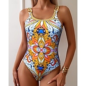 levne Rash guardy One Piece-Dámské Plavky Květinový Ochrana proti UV záření Vysoká pružnost Bez rukávů Plavky Surfování Potápění Šnorchlování Léto