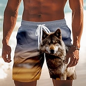  Pánské Liška Vlk Příroda a krajina Plavecké trenýrky Plavky pánské Surfovací šortky Středně vysoký pas Retro Venkovní Dovolená Boční kapsy Podšívka ze síťoviny Elastická šňůrka v pase Návrhář Oblečení