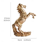 billige Statuer-gyllen hoppende hest i harpiks, håndmalt skrivebordspynt, hjemmedekorasjon av månenyttår, festdekorasjon, hestestatue som gave til festlig feiring