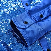 billiga herrskjorta med knäppning-Herr Skjorta Sommarskjorta Casual skjorta Strandskjorta Knapp upp skjorta Blå Purpur Långärmad Ensfärgat Kavajslag Dagligen Semester Paljett Kläder Mode Ledigt Bekväm