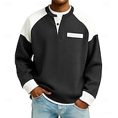 ieftine Tricou Waffle Knit-Bărbați Tricou Waffle Tricou Manșon Lung Henley Toamnă Toamna iarna Toate Sezoanele Culoare solidă Texturat Tradițional / Retro Casual Peteci Casual Casă În aer liber Albastru Deschis Negru Verde