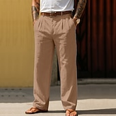 levne podnikání-Pánské Bavlněné plátěné kalhoty Kalhoty Letní kalhoty Volné kalhoty Plážové kalhoty Kapsy Pevná barva Pohodlné Prodyšné Denní Venkovní Plážové prázdniny Módní Černá Bílá Neelastické