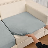 abordables Housse de fauteuil et d'accoudoir de canapé-1/2/3 housses de coussin de canapé en velours argenté élastique uni, style européen, douces et résistantes, idéales pour la décoration et la protection de votre intérieur.