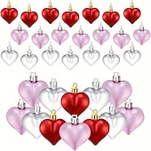 cheap Valentine's Day-24 Pack Valentine's Day Heart Ornaments, Red and Gold Shiny &amp; Matte Finish, Hanging Heart Decorations for Anniversary, Mother's Day, Christmas Tree Decor
