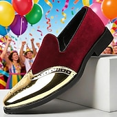 preiswerte Männer Schuhe-Männer Mardi Gras rote Samt und goldene Akzent Slipper – luxuriöse Slipper für Karneval Partys und elegante Veranstaltungen