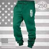 billiga Joggingbyxor-Herr Joggingbyxor Joggare Långbyxor Snörning Ficka Elastisk midja Landsflagga Komfort Andningsfunktion Dagligen Utomhus Amerikas 250-årsjubileum Semester Mode Vit Vin Microelastisk