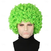  Perucas Afro Verdes para Homens e Mulheres Peruca Curta Cacheada Fofa Disco Rock (Apenas Perucas)
