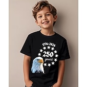  100% Bumbac Copii Băieți Negru Grafic Vultur A 250-a aniversare Tricou Bluză Stil Nautic Manșon scurt În aer liber Zilnice Modă Șic Stradă Designer Imprimare Vară