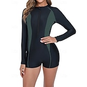 preiswerte One Pieces Rash Guards-Damen Anti UV Shirt Badeanzug Badeanzüge Patchwork Reißverschluss Ultraleicht (UL) UV Schutz Elastisch Langarm Bademode Surfen Schnorcheln Frühling