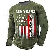  4η Ιουλίου 2026 250η Ημέρα Μνημοσύνου Ανδρικό 3D Εκτύπωση Στρογγυλή Λαιμόκοψη Μακρυμάνικο T-Shirt Καθημερινό