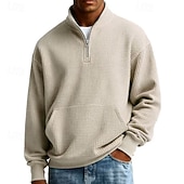 billige Basic gensere-Herre Hattetrøje Genser Vaffel genser Kvart glidelås genser Svart Hvit Lysegrønn Navyblå Lys Lilla Halv glidelås عادي Avslappet Daglig Sport &amp; Utendørs Gatemote Grunnleggende Fritid Høst Vinter Klær