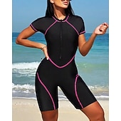 preiswerte One Pieces Rash Guards-Damen Anti UV Shirt Badeanzug Einteilige Patchwork Reißverschluss UV Schutz Hohe Elastizität Ärmellos Bademode Surfen Tauchen Schnorcheln Sommer