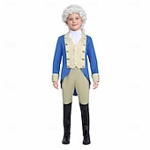  250. výročí USA Rokoko Barroco Úbory Dlouhé rukávy George Washington Alexander Hamilton Koloniální Maškarní kostým Chlapecké Karneval Den nezávislosti 4. července Dětské Kabát Kalhoty Límeček