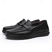 baratos Mocassins casuais-Mocassins masculinos leves e fáceis de calçar, em couro sintético respirável – calçado prático para uso casual, no escritório e no dia a dia.