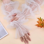 cheap Gloves-Net / Terylene Knee-Length Glove Elegant / Vintage Style With Pure Color Wedding / Party Glove