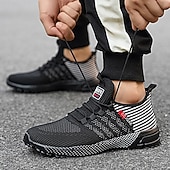 abordables Baskets Décontractées-Chaussures de course noires en mesh pour hommes – baskets athlétiques légères avec tige respirante, idéales pour la course, la salle de sport et les activités sportives.