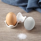 Недорогие Кухонная утварь и гаджеты-2 керамических кувшина в форме яйца для соли &amp;Уникальные контейнеры для приправ, кухонные держатели для специй, идеально подходящие для пикников на открытом воздухе, барбекю, ресторанов и кухонь, с