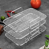 baratos Grills &amp; Outdoor Cooking-Grelha desidratadora multicamadas em aço inoxidável, acessórios para fritadeira a ar de 3 níveis, grelha removível para secagem e cozimento a vapor, ideal para assar e cozinhar em fritadeira a ar e