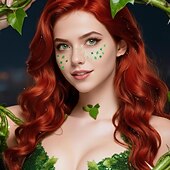 economico Forniture per feste-Confezione da 6 adesivi per tatuaggi glitterati con lentiggini e foglie verdi irlandesi (stile femminile), trucco per il viso con glitter verdi, adesivi per tatuaggi per il viso di San Patrizio