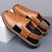 economico Sandali eleganti-Sandali da uomo blu in pelle intrecciata, scarpe casual estive leggere e traspiranti a punta aperta, calzature eleganti per isole, crociere e resort all'aperto per uomo