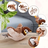 abordables Fournitures pour la maison-Jouet oiseau couineur rechargeable pour chats &amp;Chiens - jouet interactif pour animaux de compagnie, conçu avec des plumes artificielles résistantes, un effet sonore réaliste et rechargeable par USB.