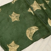 cheap Table Runners-Ramadan Eid Nordic Green &amp; Gold Star &amp; Moon Sequin Embroidered Table Runner, Scandinavian Style, Holiday and Daily Dining Room Decor, Perfect for Parties and Sideboard Decoration
