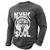 preiswerte Musik- und Instrumenten-Grafik-T-Shirts-Herren Musik T Shirt Langarm T-Shirt 3D-Druck Rundhalsausschnitt Hemd Täglich Lässig Täglich Reise Party Blau Schwarz Rote Sommer Frühling Herbst Bekleidung S M L XL XXL XXXL