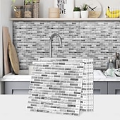 abordables Pegatinas de pared-Azulejos autoadhesivos de mármol para salpicadero, 10 hojas, para cocina, lavadero, caravana, alquiler, 12 x 12 pulgadas