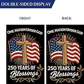 cheap America 250-US 250th Anniversary Blessings America 250 Garden Flag One Nation Under God Patriotic Cross Design Double-Sided Burlap Semiquincentennial Celebration 4th of July Independence Day
