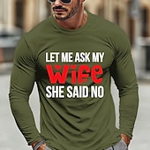  San Valentino Per uomo Gergo divertente moglie Maglietta Manica Lunga maglietta Stampa 3D Girocollo Camicia Moda Quotidiano Essenziale Casuale Quotidiano Streetwear Blu Nero Verde Estate Primavera