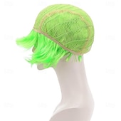  Perucas Verdes Peruca Flapper Curta Cosplay Sintética - Custo de Festa Parecendo Natural para Mulheres
