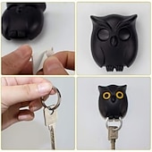 levne Úložiště a organizování-Sada 3 háčků na klíče se sovou, magnetické nástěnné háčky se sovou, magnetický háček na ledničku, organizér na klíče, nástěnný magnetický samolepicí háček bez vrtání pro snadné skladování